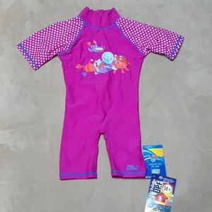 Girls Zoggs Swinsuit One Piece Sun Protection 1-2y